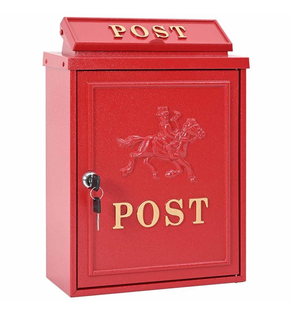 Wandmontierter Briefkasten Rot 29 x 13 x 41 cm Gussaluminium