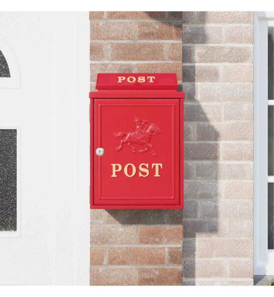 Wandmontierter Briefkasten Rot 29 x 13 x 41 cm Gussaluminium