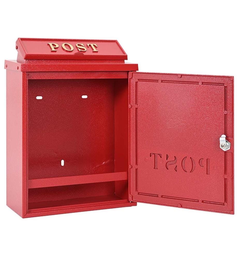 Wandmontierter Briefkasten Rot 29 x 13 x 41 cm Gussaluminium