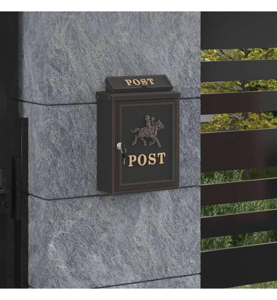Wandmontierter Briefkasten Bronze 29 x 13 x 41 cm Gussaluminium