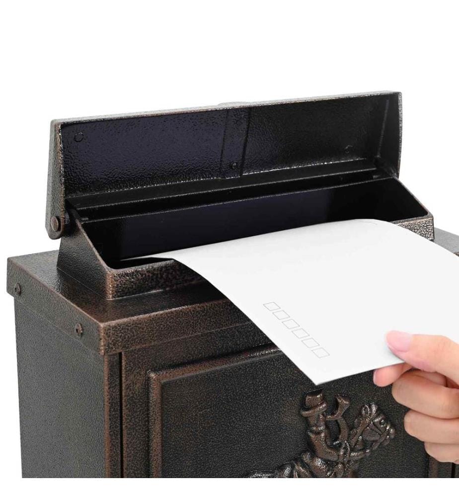 Wandmontierter Briefkasten Bronze 29 x 13 x 41 cm Gussaluminium
