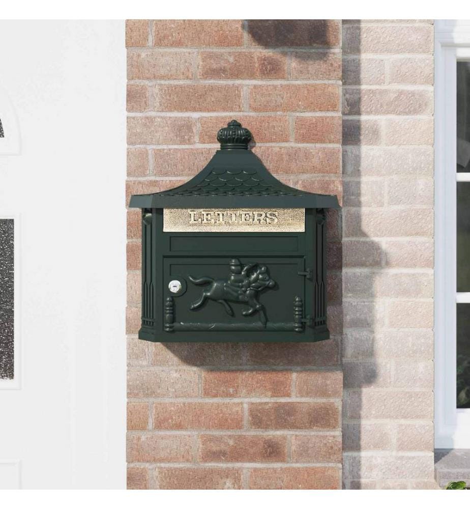 Wandmontierter Briefkasten Grün 40,5 x 16 x 45 cm Gussaluminium