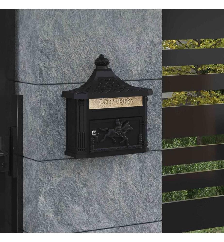 Boîte aux lettres murale Noir 40,5 x 16 x 45 cm Aluminium coulé