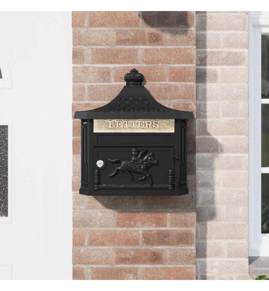 Boîte aux lettres murale Noir 40,5 x 16 x 45 cm Aluminium coulé
