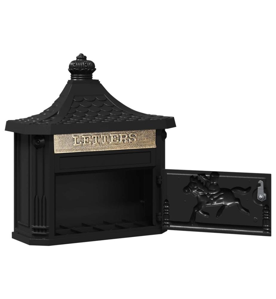 Boîte aux lettres murale Noir 40,5 x 16 x 45 cm Aluminium coulé
