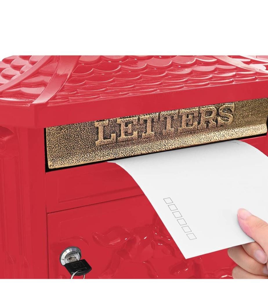 Wandmontierter Briefkasten Rot 40,5 x 16 x 45 cm Gussaluminium