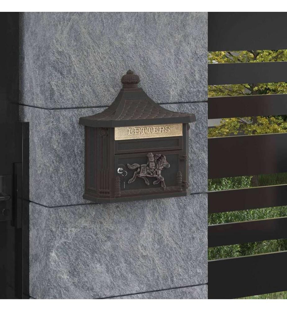 Boîte aux lettres murale avec stockage Bronze 40,5 x 16 x 45 cm