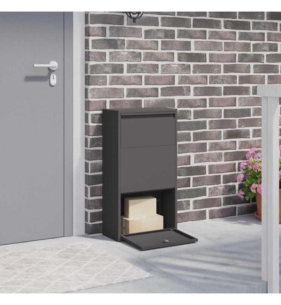 Boîte de dépôt de colis avec porte Noir 44 x 22 x 82 cm Acier