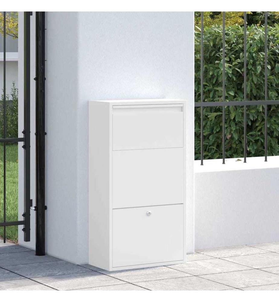 Boîte de dépôt de colis avec porte Blanc 44 x 22 x 82 cm Acier