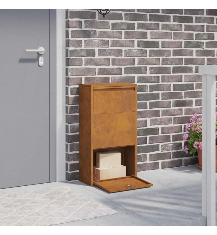 Parcel Drop Box Rustic 44 x 22 x 82 cm Patinated Steel
