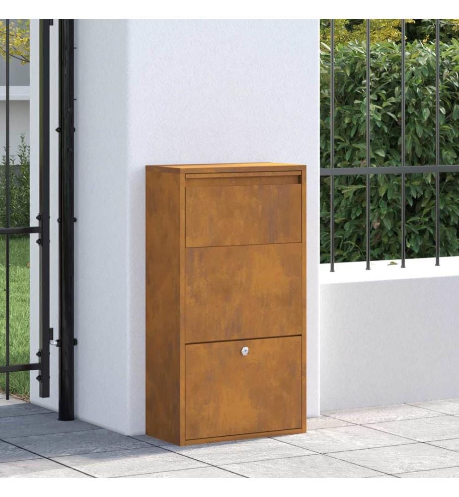 Parcel Drop Box Rustic 44 x 22 x 82 cm Patinated Steel
