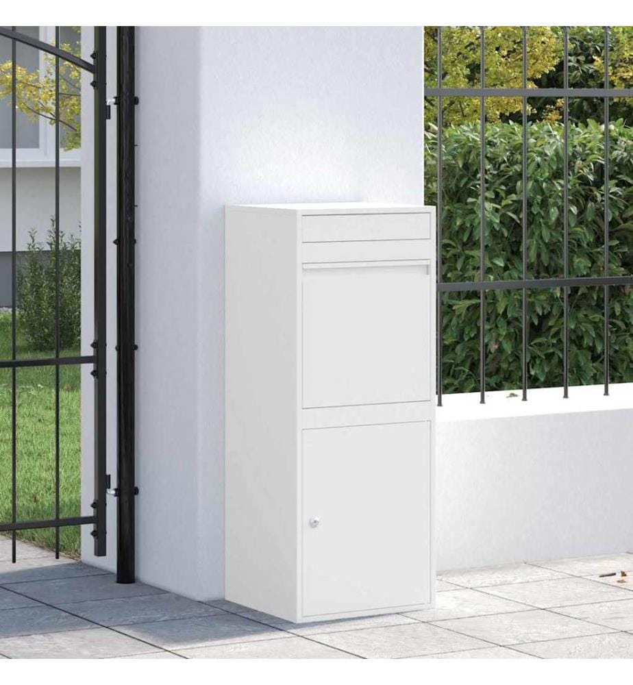 Paketdrop-Box mit Speicher mit Tür Weiss 41 x 38 x 103 cm Stahl