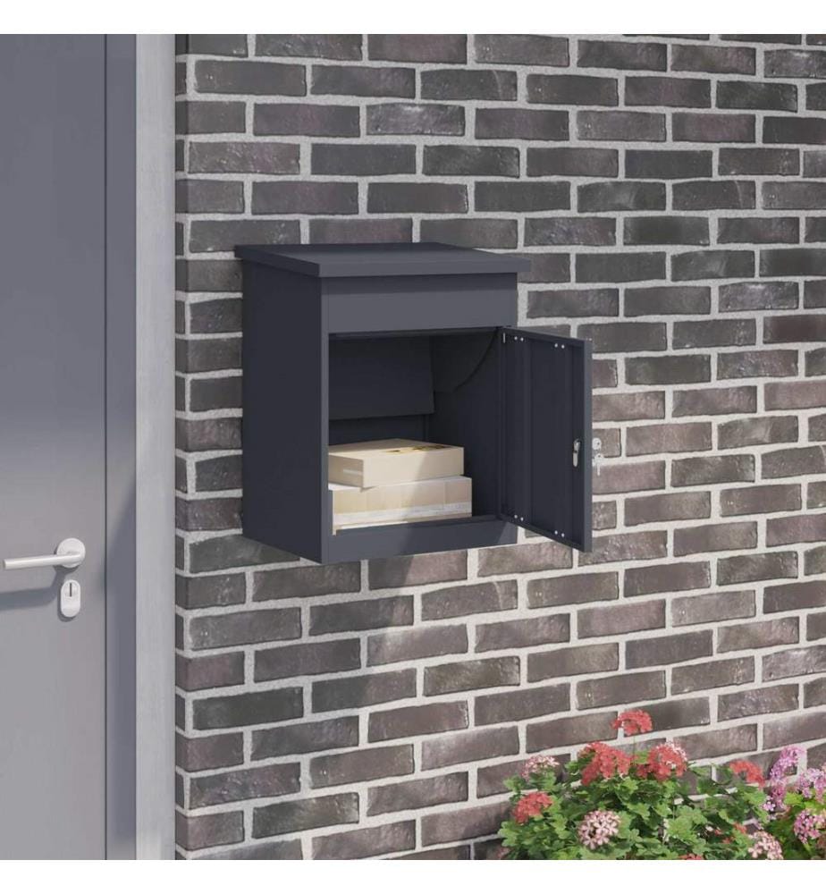 Paketdrop-Box mit Speicher Anthrazit 47,5 x 38 x 59 cm Stahl