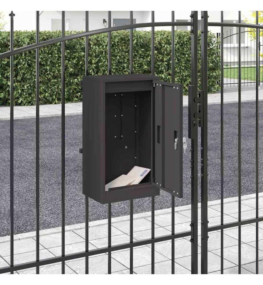 Briefkasten mit Speicher mit Tür Schwarz 30 x 20 x 55 cm Stahl