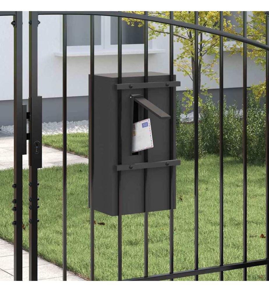 Briefkasten mit Speicher mit Tür Schwarz 30 x 20 x 55 cm Stahl