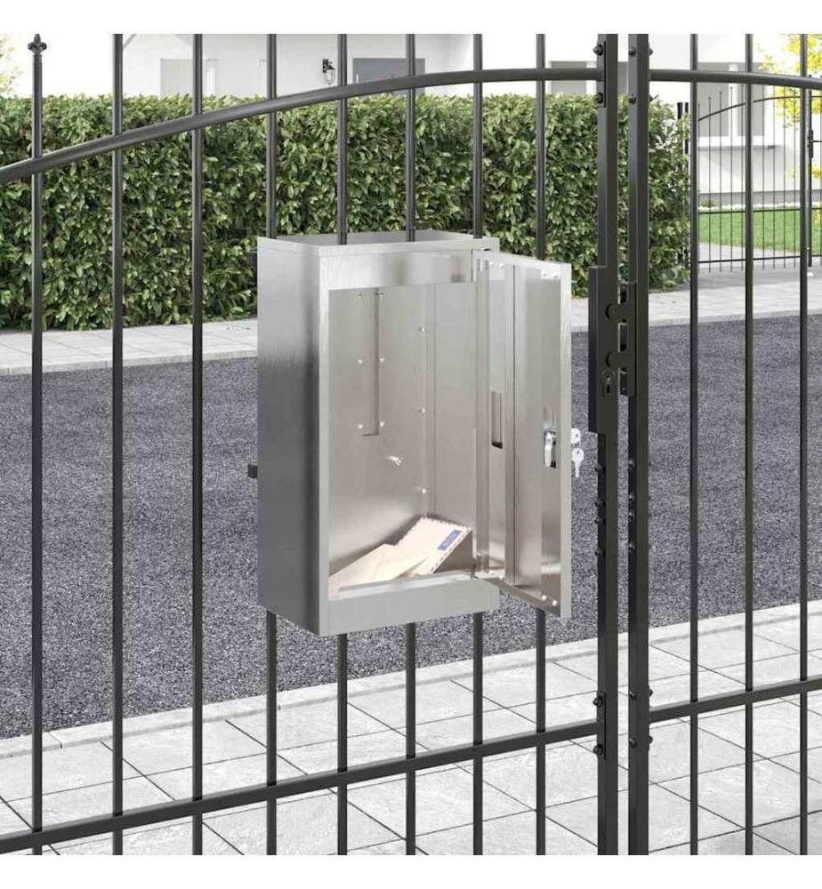 Briefkasten mit Speicher Silber 30 x 20 x 55 cm Edelstahl