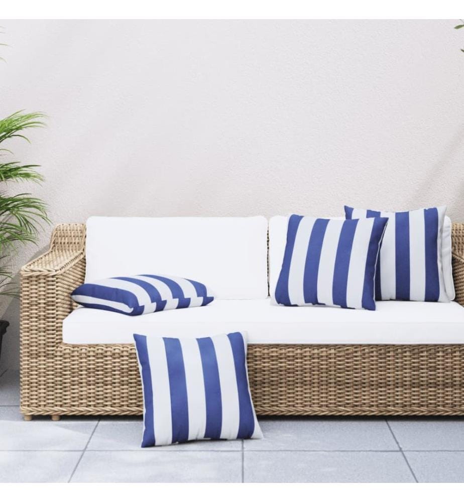 Zierkissen 4 Stk. Blau & Weiss Gestreift 60x60 cm Stoff
