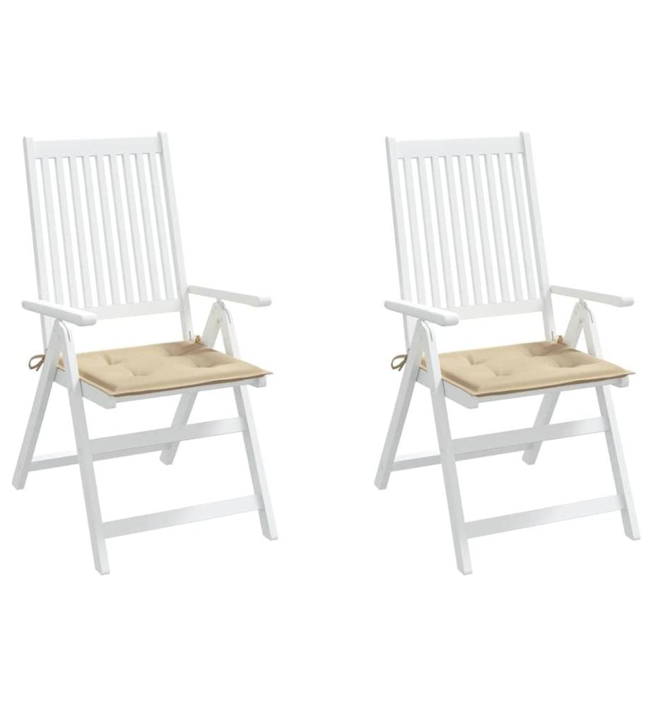 Garden chair cushions lot of 2 beige 40x40x4cm oxford fabric