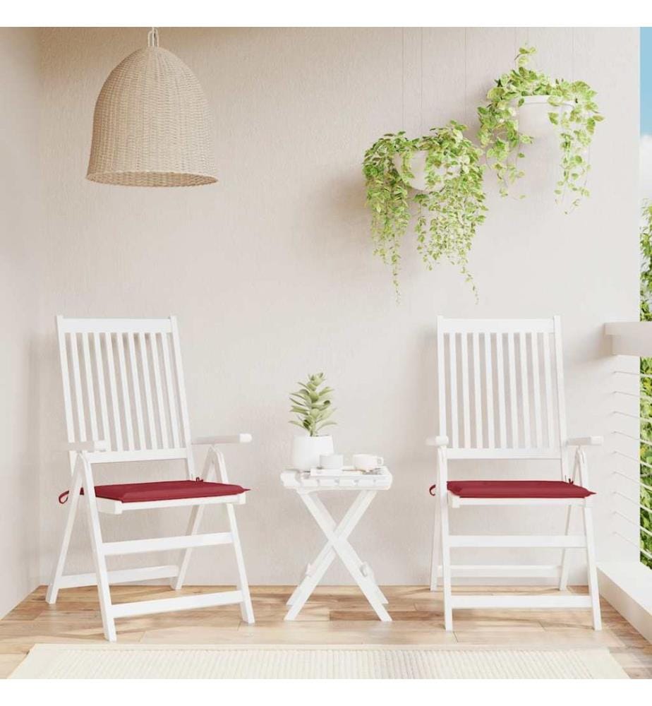 Coussins de chaise de jardin lot de 2 rouge bordeaux 40x40x4 cm