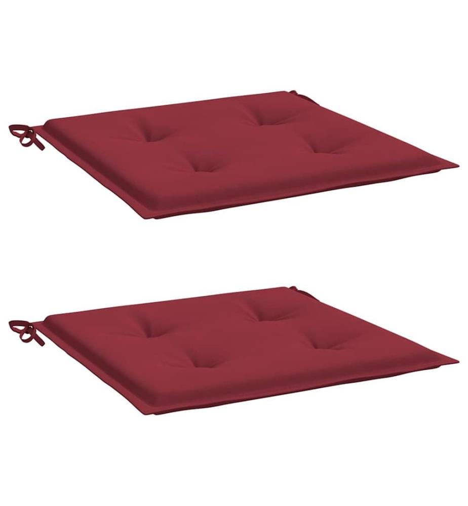 Coussins de chaise de jardin lot de 2 rouge bordeaux 40x40x4 cm