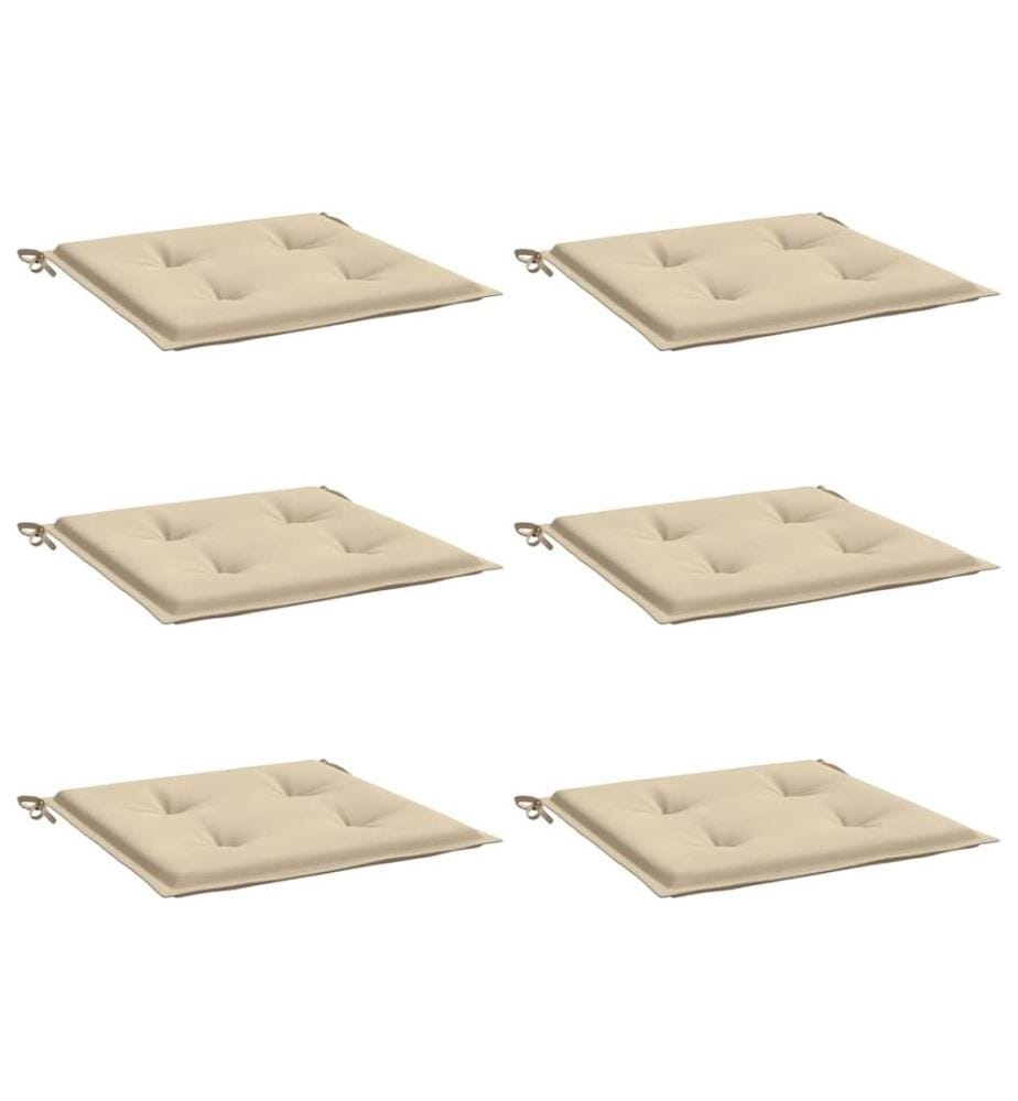 Gartenstuhl-Kissen 6 Stk. Beige 40x40x4 cm Oxford-Gewebe