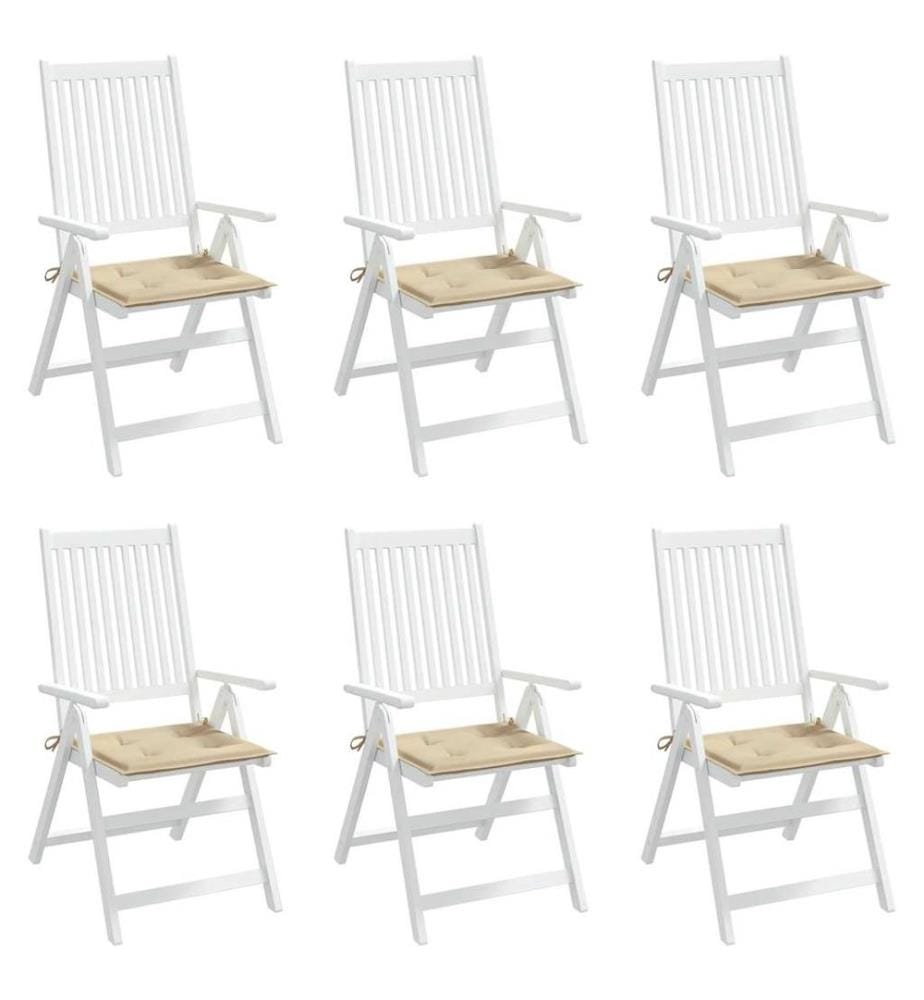 Gartenstuhl-Kissen 6 Stk. Beige 40x40x4 cm Oxford-Gewebe
