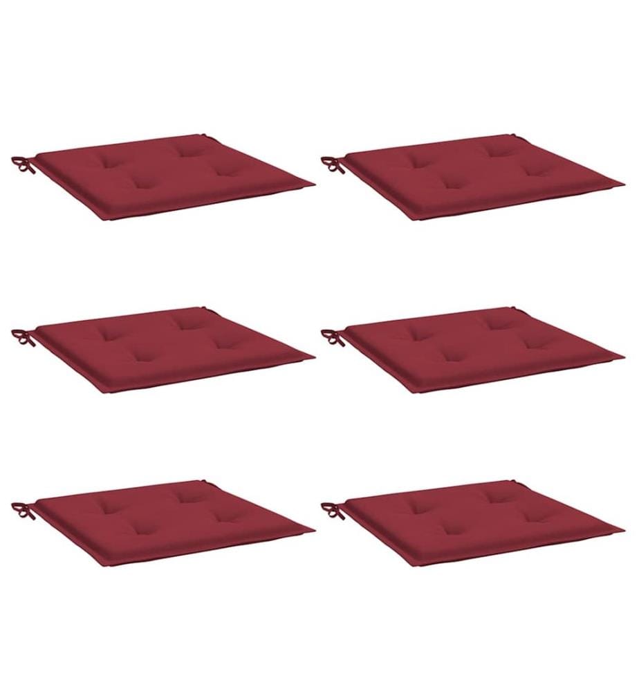 Gartenstuhl-Kissen 6 Stk. Weinrot 40x40x3 cm Oxford-Gewebe