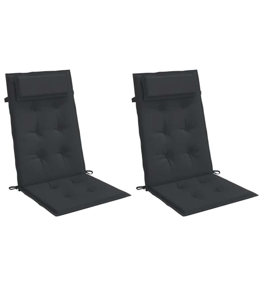 Coussins de chaise à dossier haut lot de 2 noir tissu oxford