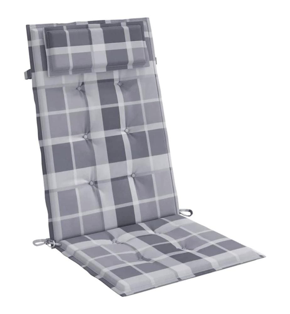 Coussins de chaise à dossier haut lot de 2 carreaux gris