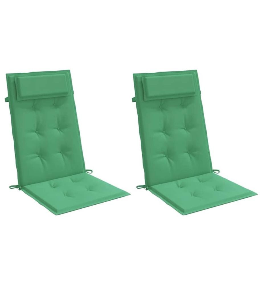 Coussins de chaise à dossier haut lot de 2 vert tissu oxford