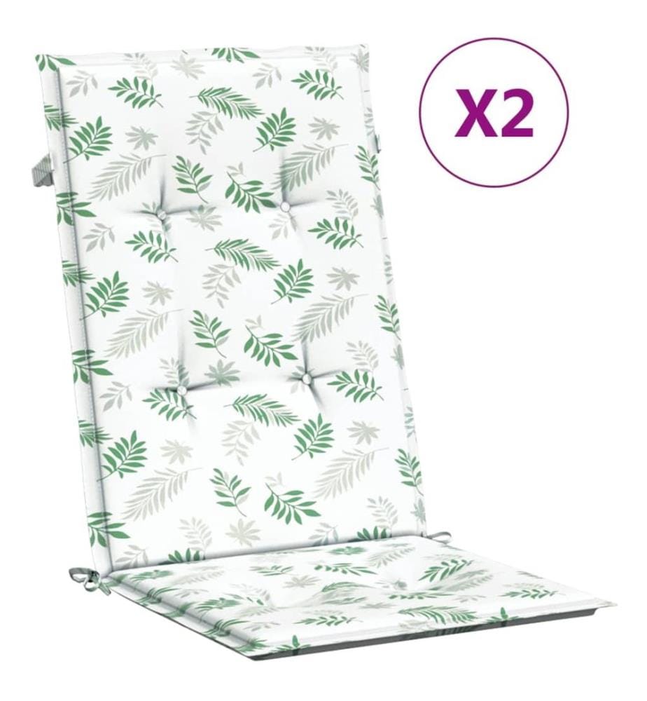 Coussins de chaise à dossier haut lot de 2 modèle de feuille