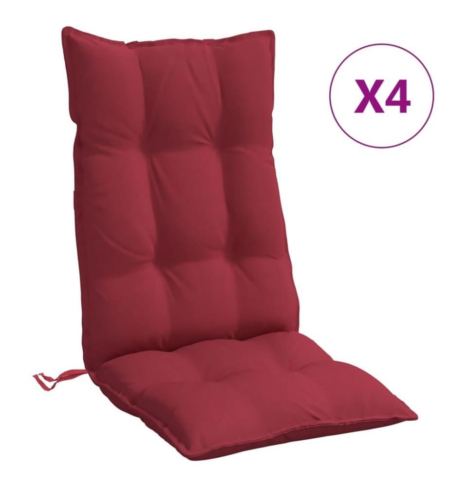 Coussins de chaise à dossier haut lot de 4 rouge bordeaux
