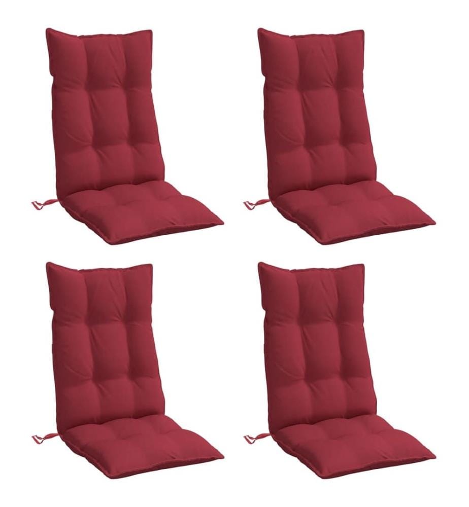Coussins de chaise à dossier haut lot de 4 rouge bordeaux