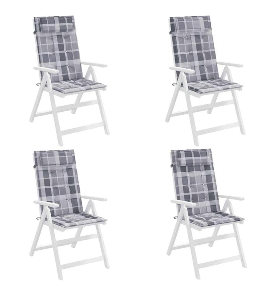 Coussins de chaise à dossier haut lot de 4 carreaux gris
