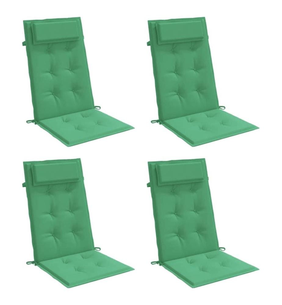 Coussins de chaise à dossier haut lot de 4 vert tissu oxford