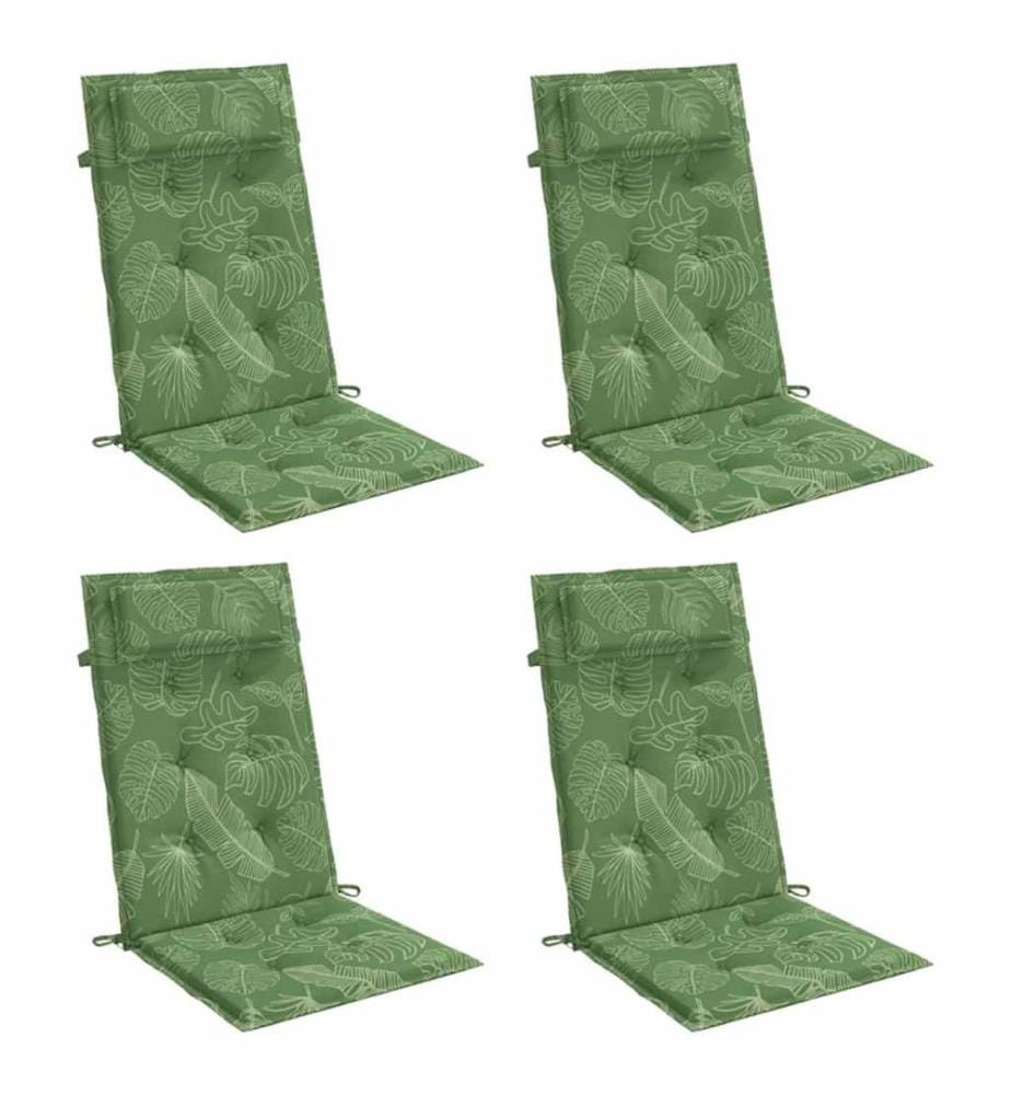 Coussins de chaise à dossier haut lot de 4 modèle de feuille