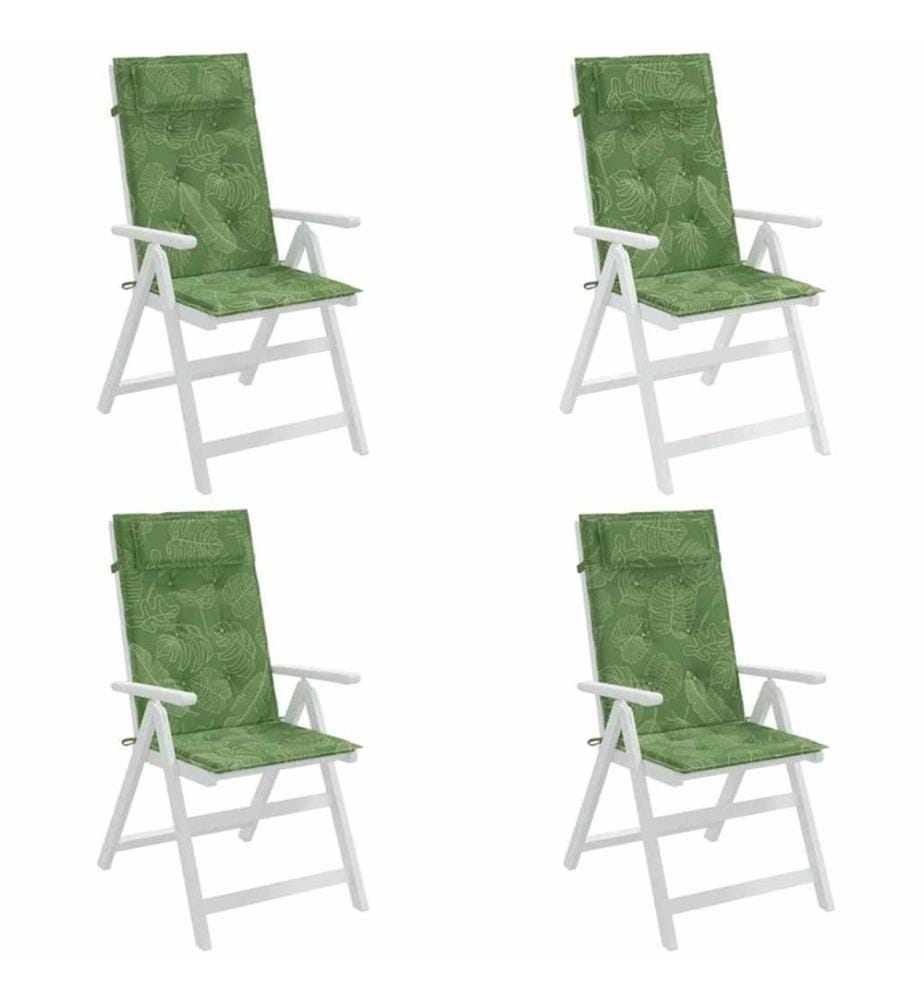 Coussins de chaise à dossier haut lot de 4 modèle de feuille