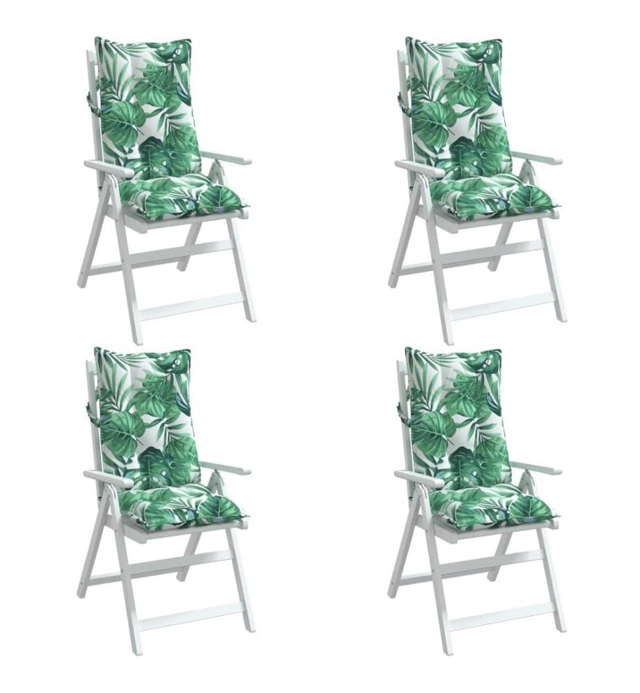 Coussins de chaise à dossier haut lot de 4 modèle de feuille