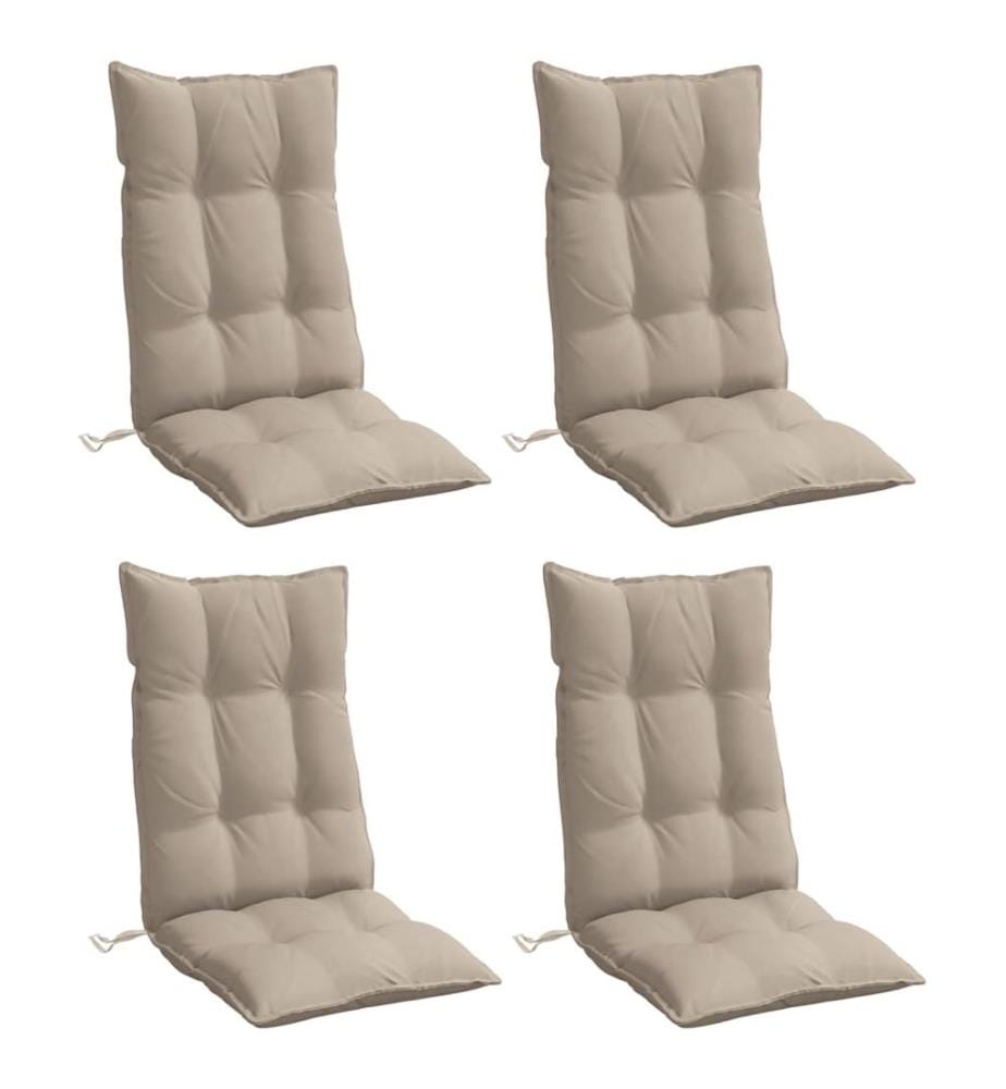 Coussins de chaise à dossier haut lot de 4 taupe tissu oxford