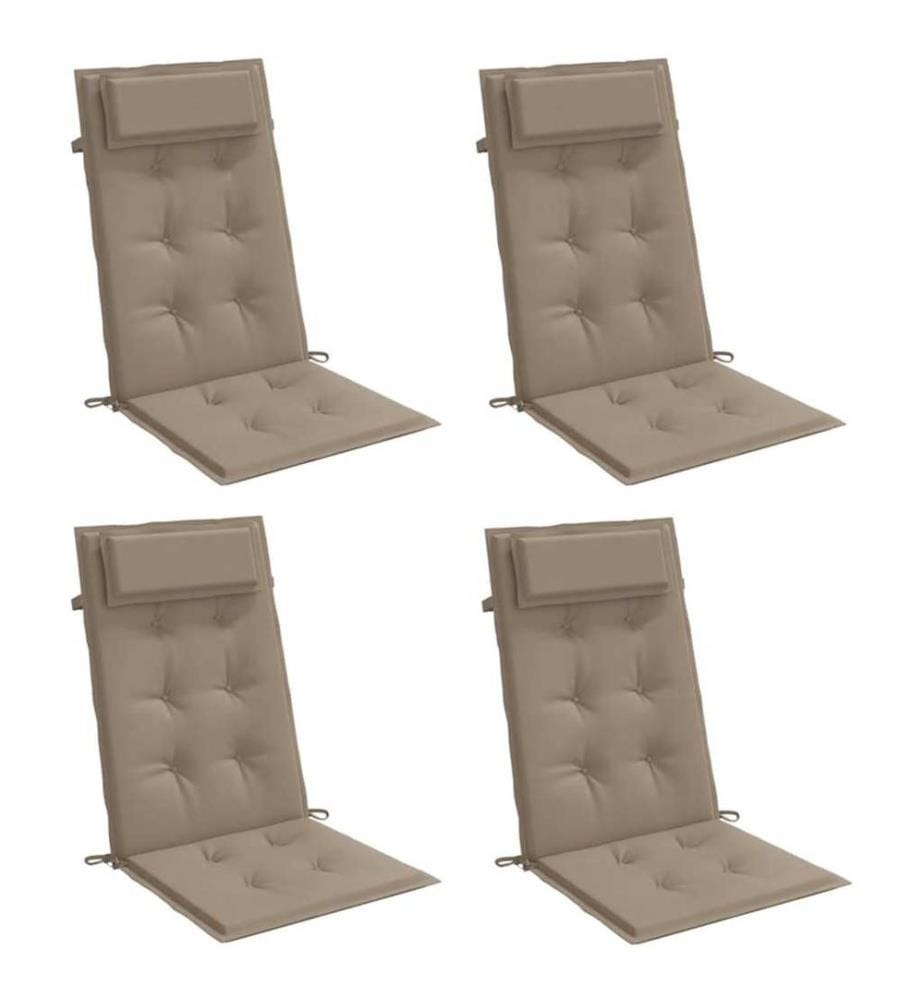 Coussins de chaise à dossier haut lot de 4 taupe tissu oxford