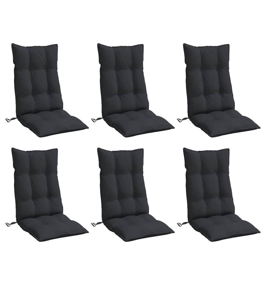 Coussins de chaise à dossier haut lot de 6 noir tissu oxford