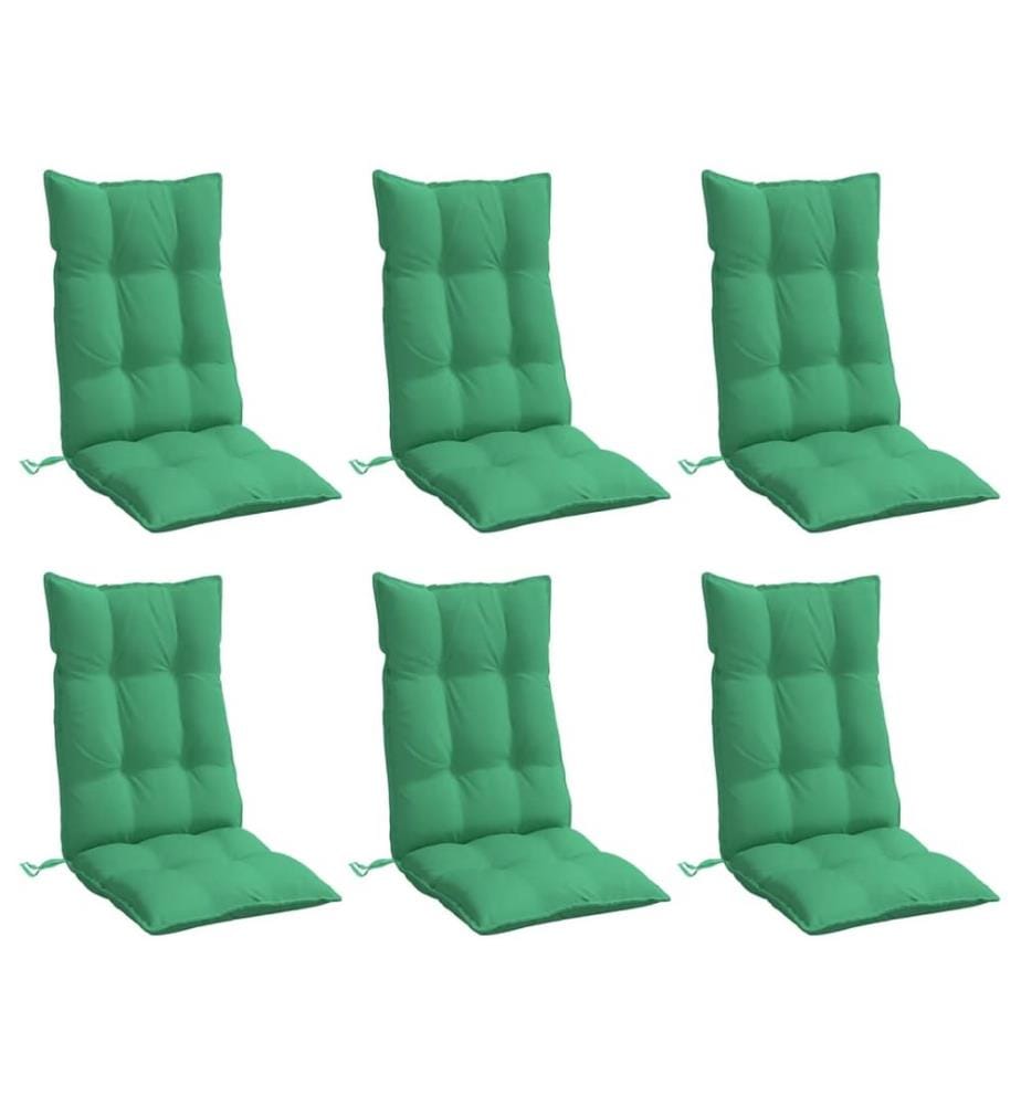 Coussins de chaise à dossier haut lot de 6 vert tissu oxford