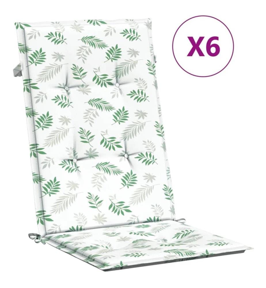 Coussins de chaise à dossier haut lot de 6 modèle de feuille