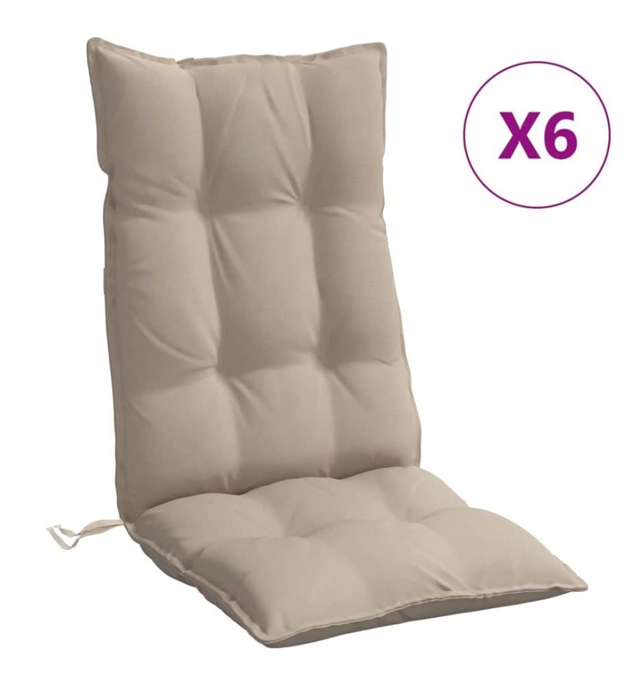 Coussins de chaise à dossier haut lot de 6 taupe tissu oxford