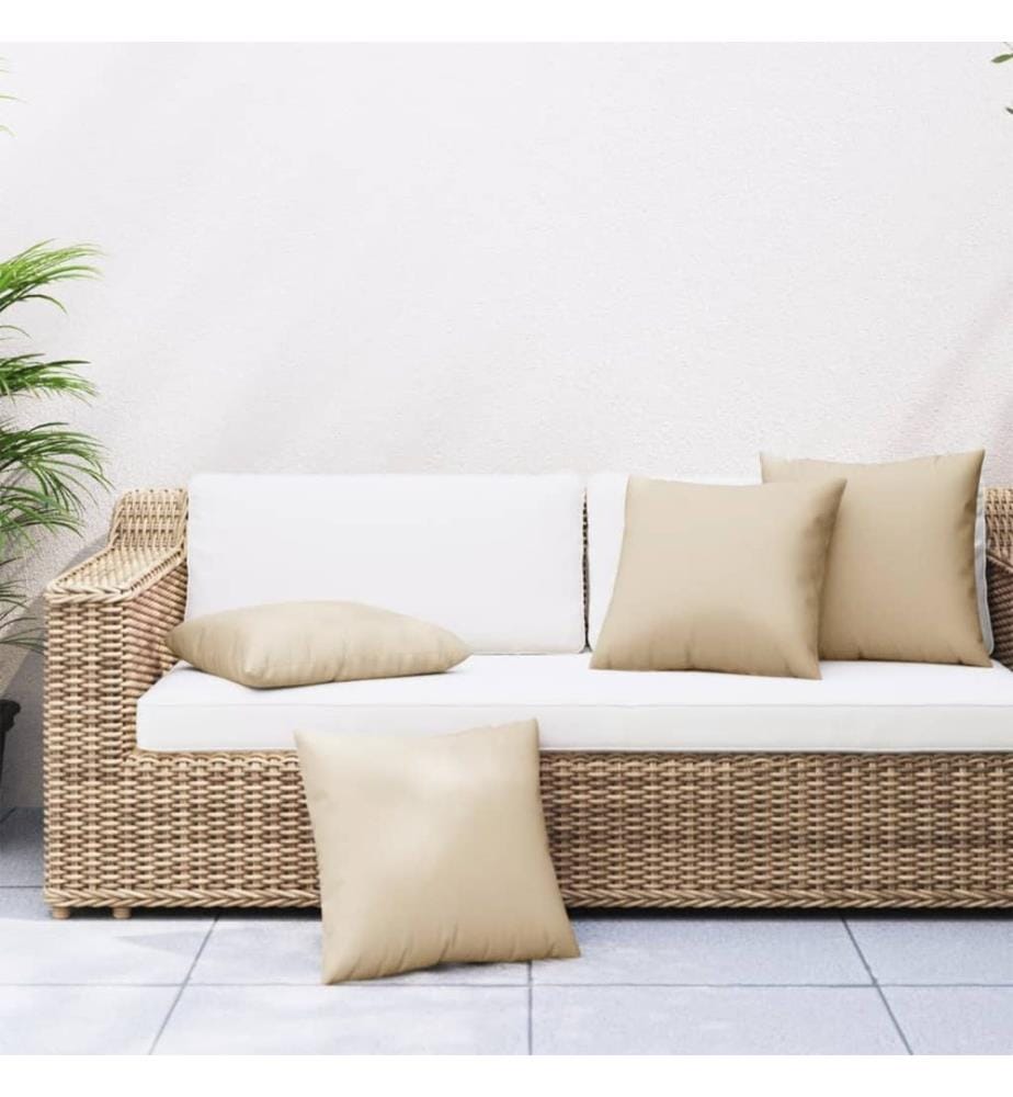 Coussins de canapé lot de 4 beige 50x50 cm tissu