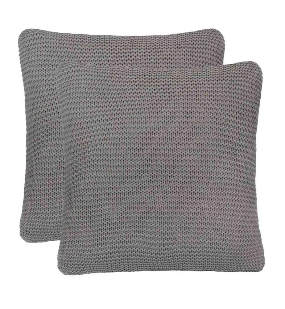Coussin de jeté Basketweave avec oreiller Gris Coton
