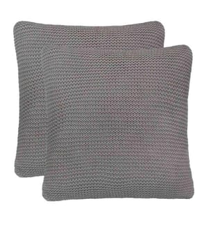 Coussin de jeté Basketweave avec oreiller Gris Coton