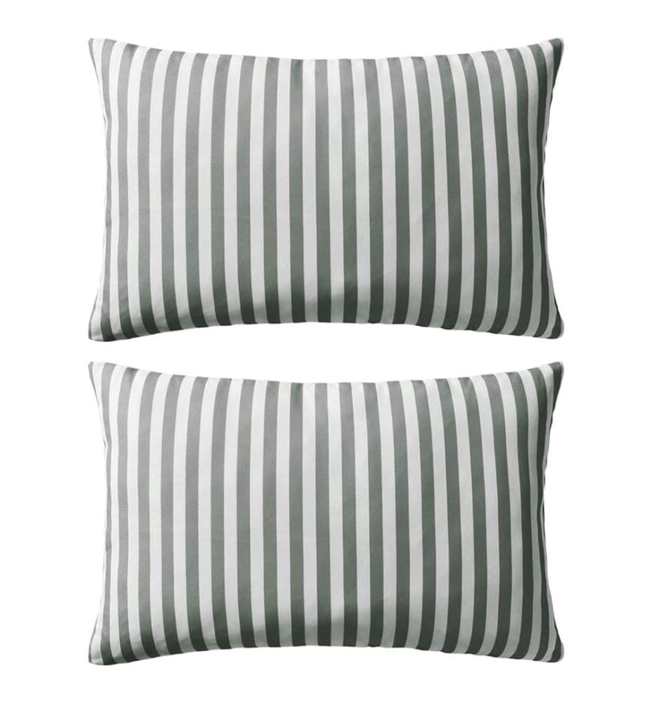 Oreiller d'extérieur lot de 2 Impression rayure 60 x 40 cm Gris