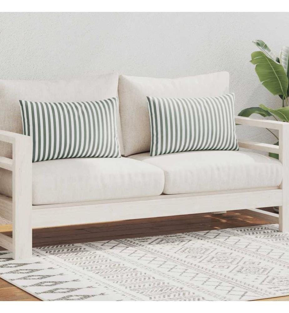 Oreiller d'extérieur lot de 2 Impression rayure 60 x 40 cm Gris