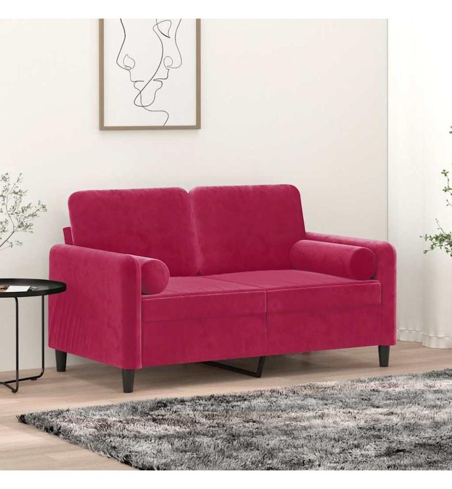 Coussins décoratifs lot de 2 Rouge bordeaux Ø15x50 cm Velours